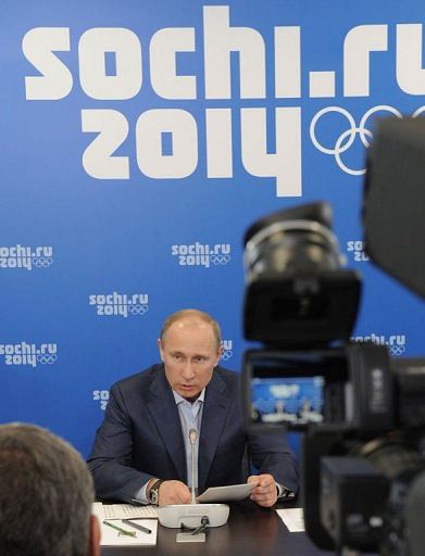 Russia's President Vladimir Putin chairs a meeting on the construction of the Olympic venues in Sochi, February 7, 2013